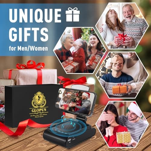 Birthday Gifts for Men Him, Cell Phone Stand with Wireless Bluetooth Speaker and Charging Function 360° Rotable Angle Adjustable, Unique Mens Gifts for Dad Husband Boyfriend, Cool Gadgets for Men - Thumbnail 2