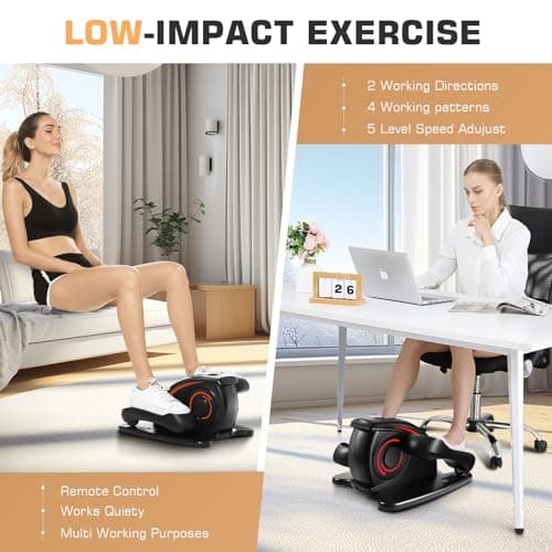 ANCHEER Under Desk Elliptical Machine, Electric Seated Pedal Exerciser, Mini Elliptical Machines, LCD Display Monitor, Portable Quiet Elliptical Machine, Leg Exerciser for Home (Dark Black) - Thumbnail 2