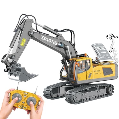BYCICI Remote Control Excavator Toy for Boys 4-7, RC Excavator 680-degree Turns with Metal Shovel Lights & Sounds and 2 Batteries,Construction Toys Best Birthday Gifts for Boys 6 7 8 9 10 11 Year Old - Image 1