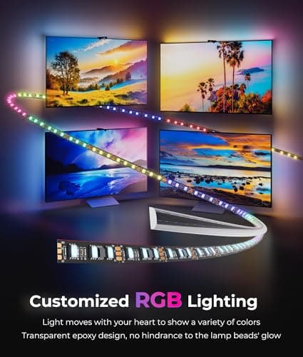 DeckTok TV Backlight LED 15ft - TV Backlight Sync to Screen PC Monitor for 55-75 Inch RGB LED Strip Lights Cuttable with Sensor Smart App Control Game & Music Sync Color Changing Light for Home Decor - Thumbnail 5