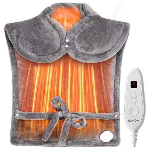 RAINOVA Heating Pad for Neck, Back and Shoulders, Electric Heat Pad for Pain Relief, Christmas Gifts for Women Men Mom Dad, Electric Pad with 6 Heat Settings, Overheating Protection & ETL/UL Certified - Image 1