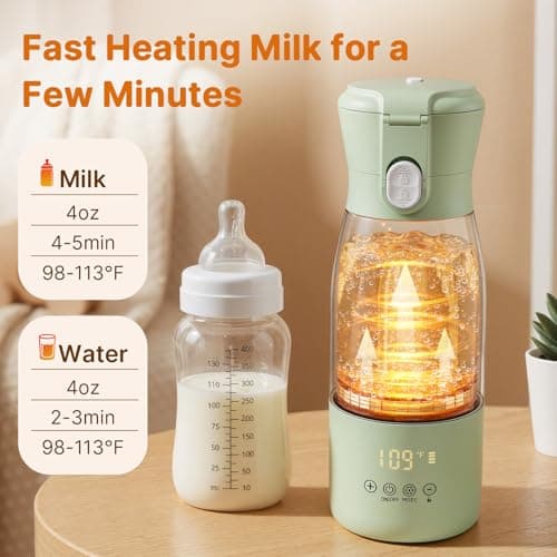 JDZ Portable Bottle Warmer 16000mAh Rechargeable, 17oz Milk Warmer for Travel with Rapid Heating, 7 Temp Settings, 316 Stainless Steel Water Warmer with LED Display for Breast Milk, Formula, Water - Thumbnail 3