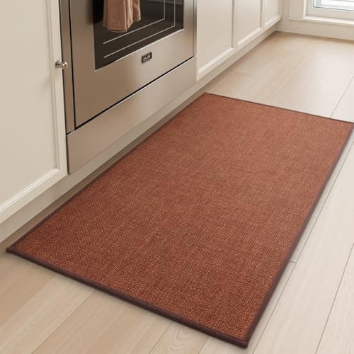 tchdio Kitchen Mats for Floor, Rubber Backed Kitchen Rugs Non Slip Washable, Superior Absorbent Kitchen Runner Rug Easy to Clean, Comfort Kitchen Floor Mat Front of Sink (Burnt Orange, 20" × 47") - Image 1