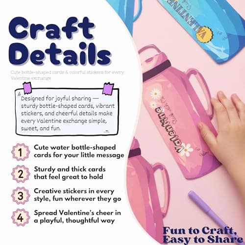 Poatel Valentines Day Cards for Kids School, 48 Kids Valentine Cards with 200 PCS Stickers, Fun Valentines Classroom Exchange for School, Valentines Party Favors - Thumbnail 5