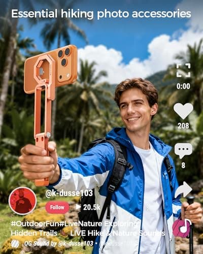 LULULOOK Rugged Magnetic Phone Tripod Stand for iPhone/Pixel 10 - Portable Strong Magnetic Phone Holder for Magsafe - Tripod Mount for iPhone 13/14/15/16/17 Pro Max & Air (Orange) - Thumbnail 4