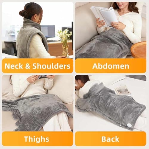 RAINOVA Heating Pad for Neck, Back and Shoulders, Electric Heat Pad for Pain Relief, Christmas Gifts for Women Men Mom Dad, Electric Pad with 6 Heat Settings, Overheating Protection & ETL/UL Certified - Thumbnail 6