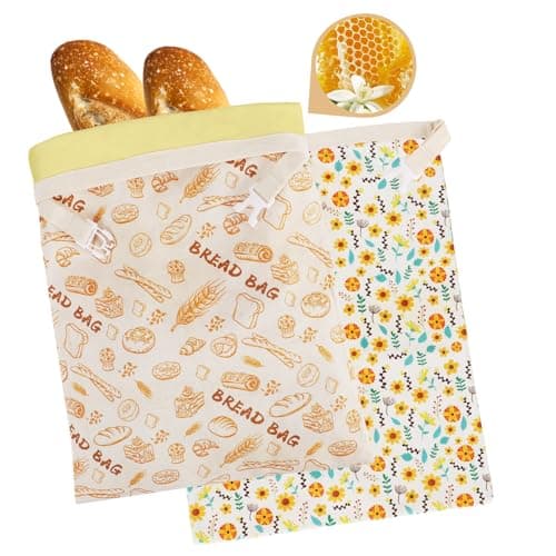 2-Pack Reusable Beeswax Bread Bags - Large 17x13 Inch for Sourdough & Homemade Bread Storage | All-Natural Beeswax Preservation, Eco-Friendly Cotton Food Bags - Easy to Clean & Daily Use - Image 1