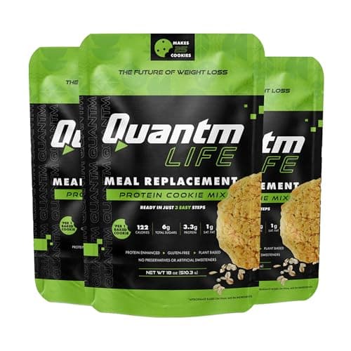 Quantm Life Cookie Mix, Gluten Free, Plant-Based Meal Replacement Plan with Hemp Protein, Rich in Fiber, Low in Sugar, No Preservatives or Artificial Sweeteners, 18 oz, 3 Pack, 2-Week Supply - Image 1