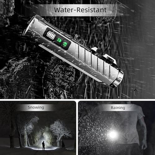 RYCELYSIAN EDC Flashlight Rechargeable with 1600 Lumens 7 LED Modes Magnetic Base and Bottle Opener Waterproof Small Flashlight with Red Beam for Home Outdoor Camping and Emergency（Silvery - Thumbnail 6