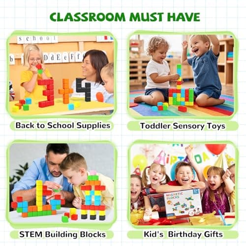 Hiwawind 40pcs Magnetic Blocks -Ideal Gifts for 3 4 5 6 Year Old,STEM Learning Toys for 3-5 Year Old Boys & Girls, Safe & Strong Building Blocks with ASMR Sounds,Classroom Must Haves - Thumbnail 6