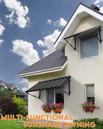 Metal Awning for Door Entrance, 54x24 Inches Adjustable Angle Window Awnings for Patio, Sunsetter Shade Canopy Outdoor Exterior for Front Doors, Windows, Porches, Balconies, Black - Thumbnail 3