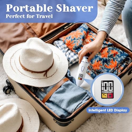 4 in 1 Electric Shaver for Women with Facial Brush, Electric Razor for Legs Underarm Pubic Hair, Bikini Trimmer IPX7 Portable Body Hair Removal, Wet & Dry Use, Rechargeable Grooming Kit, Light Blue - Thumbnail 5