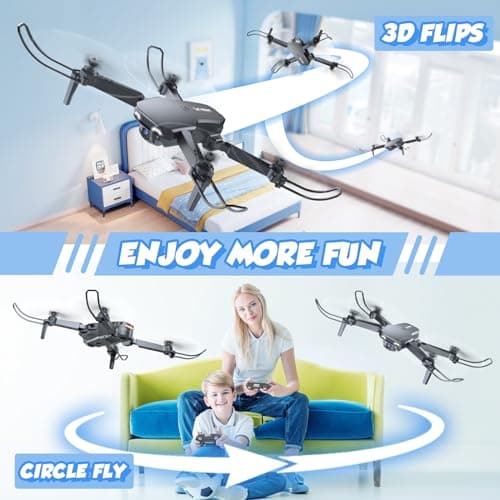 Drone with Camera for Kids Adults Beginners - 1080P HD RC Quadcopter with One Key Start/Land, Altitude Hold, Gravity Control, 2 Batteries, Cool Toys Gifts for Boys Girls, Black - Thumbnail 5
