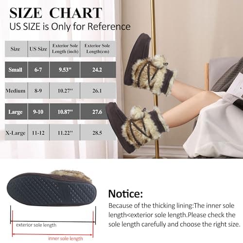 Forfoot House Slippers, Women’s Soft Indoor Slipper Boots Plush Lining Cozy Warm Booties Slippers Anti Slip Womens Winter Boots Chocolate Size 6-7 - Thumbnail 6