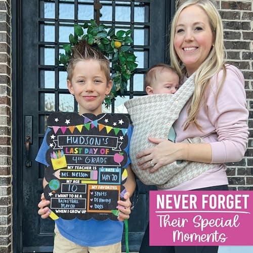 My First Day of School Sign with Markers -11x14 Back to School Signs First and Last Day, Kindergarten Chalkboard Signs, Pre K Sign Board, Preschool Board, Reusable Photo Prop for Kids - Thumbnail 6