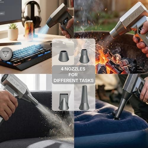 Compressed Air Duster-120000RPM Super Power Electric Air Duster, 4-Gear Adjustable Mini Blower with Fast Charging, Dust Blower for Computer, Keyboard, House, Outdoor and Car - Thumbnail 5