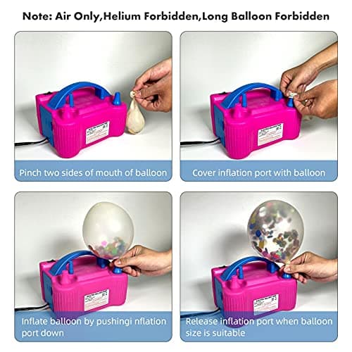 XBllcyiv Balloon Pump Electric,110V 600W Balloon Blower Inflator Dual Nozzle Air Pump Balloons Inflator for Decoration, Party, Sport,Gifts:2 Balloon Tying Tools (Blue) - Thumbnail 4
