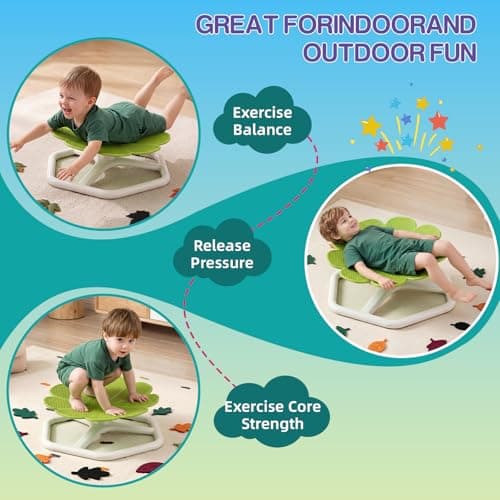 KYZDZQ Spinning Chair for Autistic Kids,Sensory Swivel Chair, 220LBS Weight Capacity, Sensory Toy for ADHD & Autism 3-6 Years Children,Training Body Coordination, Metal Base Non-Slip Design (Green) - Thumbnail 6