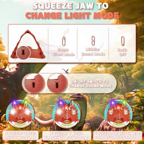 TIGTECGAME Dinosaur Headlamp for Kids Flashlight T-Rex LED Headlights Outdoor Toys Camping Essentials Gift for Boys Girls Toddlers Birthday Easter Halloween Christamas - Thumbnail 5