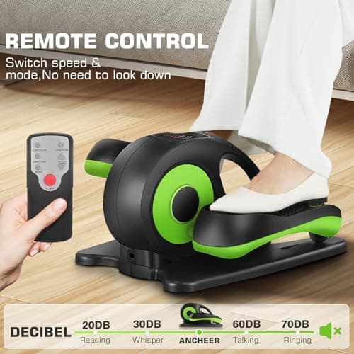ANCHEER Under Desk Elliptical Machine - Quiet Pedal Exerciser for Seniors, Office & Home, Low-Impact Seated Leg Workout Equipment, Smart LCD Display, Remote Control(Black/Green) - Thumbnail 5