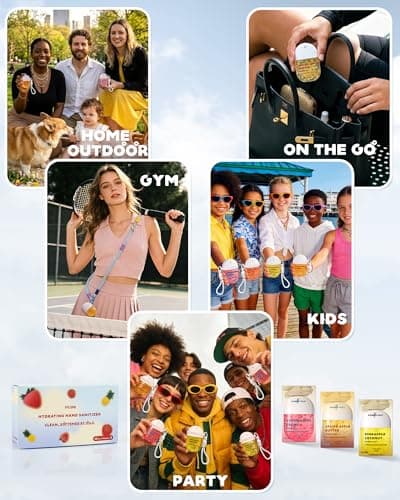 VILUVA 3 Pack Hydrating Hand Sanitizer Spray-Scented Power Mist Sprays Travel Size with Phone Lanyard, Alcohol-Free Moisturizing Pocket Hand Mist,Natural Ingredients,1 FL.OZ Each - Thumbnail 4