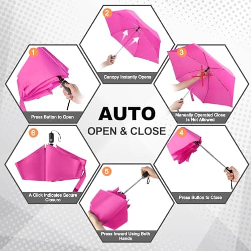 Lejorain Small Umbrella Travel Mini - Foldable Automatic Flat Lightweight Umbrella for Pocket Compact Durable Sturdy Windproof Umbrellas - Thumbnail 4