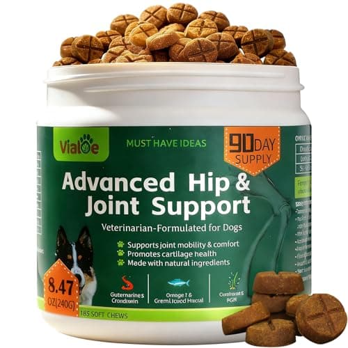 Vialoe Advanced Dog Hip & Joint Chews - Concentrated with Glucosamine, Chondroitin, High-Potency MSM & 7X Omega-3-185 Chicken Chews for All Breeds - Supports Joint Pain Relief & Senior Dog Mobility - Image 1