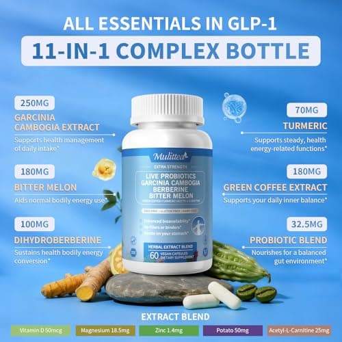 Gut Health Supplement w/Berberine,Garcinia Cambogia,Bitter Melon,Green Coffee, Probiotics, Prebiotics -Supports Digestion, Detox, Energy & Immune Health for Women & Men, 60 Vegan Capsules - Thumbnail 4