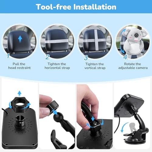 IPOZITO Baby Car Camera with 1080P HD Night Vision Koala Rear Facing Car Seat Camera to Easily Observe Your Baby’s Move for Kids Newborns Pets ACZ439 - Thumbnail 6