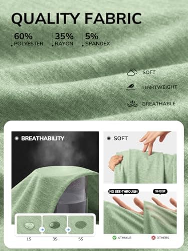 ATHMILE Business Casual Tops for Women Casual 3/4 Sleeve T-Shirts Crewneck Cute Tunic Summer Basic Tees Fall Blouses Loose Fit Pullover Grey Green - Thumbnail 4