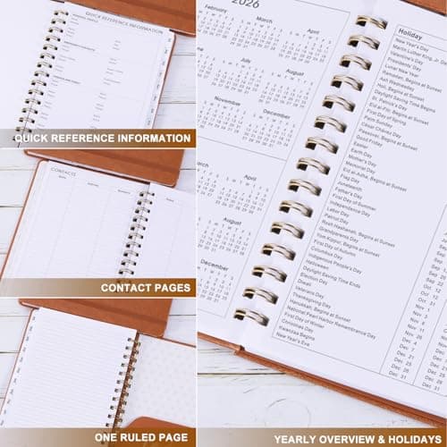 Planner 2026-2027 - Weekly & Monthly 2026-2027 Planner with Twin-Wire Binding, JULY 2026 - JUNE 2027, 6.3" x 8.4", Hardcover with Monthly Tabs, Back Pocket, Thick Paper - Brown - Thumbnail 5