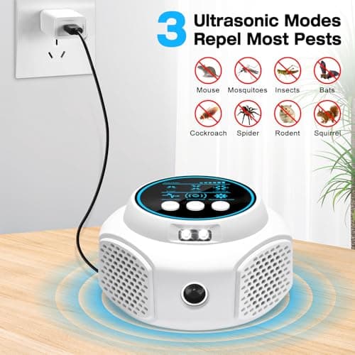 Rodent Repellent Ultrasonic Plug in, Ultrasonic Pest Repeller, Mice Repellent Indoor, 3 Modes Keep Away Mouse, Rats, Squirrels, Bats, Roaches, Spiders, Mouse Traps for Home (White) - Thumbnail 2