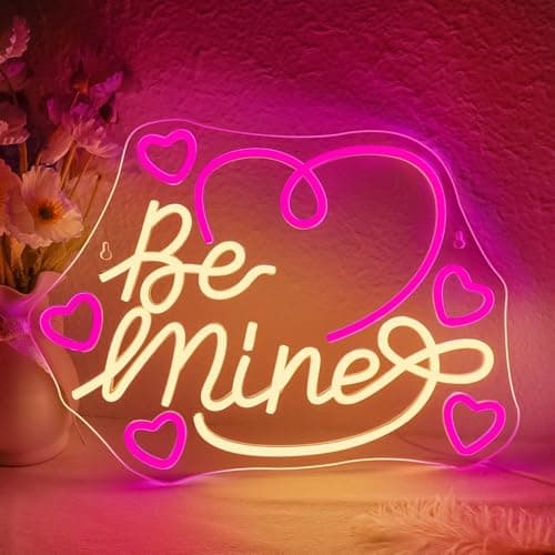 Looklight Be Mine Neon Sign Warm and Pink Hearts Led Neon Light for Wall Decor Colorful Neon Light Up Signs for Coffee Shop Bar Wedding,Engagement,Birthday Party,Girl Bedroom Gifts - Image 1