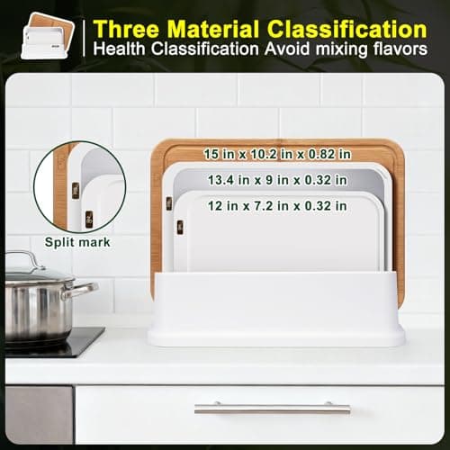 Cutting Boards for Kitchen, cutting board set, 3Pcs Plastic bamboo stainless cutting board, Dishwasher Safe Cutting Boards with Juice Grooves for Meat, Veggies, Fruits, Easy Grip Handle, Non-Slip - Thumbnail 4