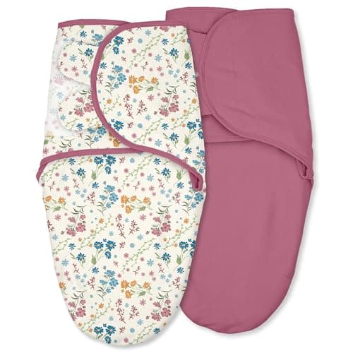 CIVARUA KIDS Baby Swaddles for Newborn Organic Cotton,Soft & Snug Newborn Velcro Swaddle 0-3 Months Sleep Sack Helps Calm Startle Reflex, 2-Pack Wrap Nursery Swaddling Blankets Country Floral - Image 1