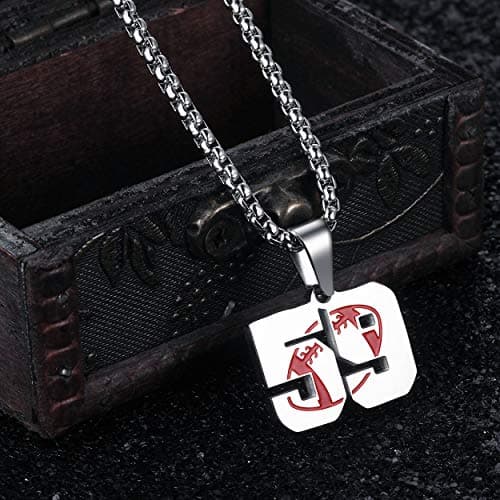 Rehoboth American Football Rugby Jersey Number 59 Pendant Necklace for Women Men 24 (22+2) Inch Adjustable Stainless Steel Chain - Thumbnail 2