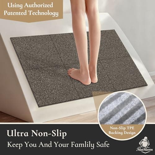 MatMaven Kitchen Rugs, Super Absorbent and Stain Resistant Kitchen Mats, Non Slip Machine Washable Kitchen Rug,6 Picecs Soft Kitchen Floor Mat for Hallway,Office,Sink,Laundry,12"x12"Carpet Mats,Taupe - Thumbnail 6
