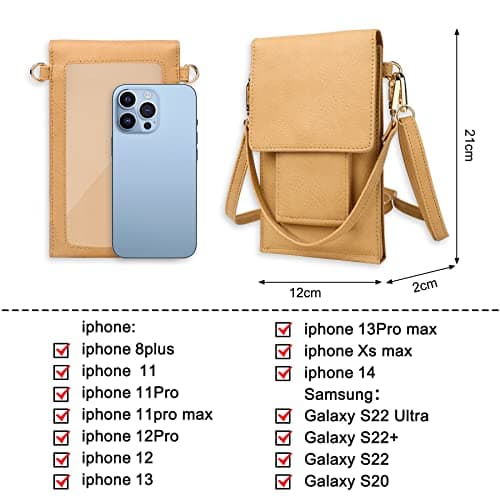 AnsTOP Small Leather Crossbody Bag for Women,Phone Purse with Detachable & Adjustable Strap,Compact and Stylish Yellow - Thumbnail 4