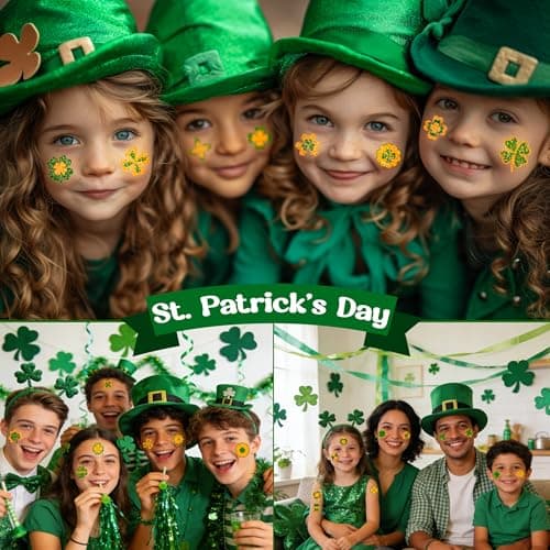 St Patricks Day Accessories - 100 PCS Shamrock Temporary Tattoos for Kids | St Patricks Day Shirt Women - Saint Patricks Day Green Gold Lucky Clover Stickers Crafts Makeup Party Favors Supplies - Thumbnail 6