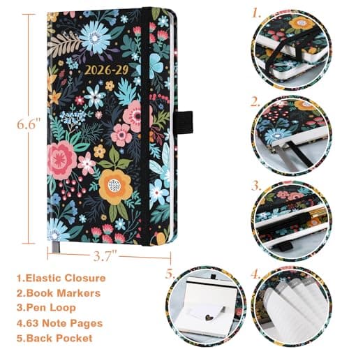 2026-2029 Pocket Planner/Calendar - Monthly Pocket Planner/Calendar with Pen Hold, July 2026 - June 2029, Inner Pockets and 63 Notes Pages, 6.6" x 3.7" - Thumbnail 6