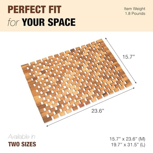 Acacia Wood Bath Mat - Non Slip Sturdy Wooden Shower Mat - Spa, Sauna, Cold Plunge, Camping, Bathroom Décor, Wood Door Mat 16" x 24" - Thumbnail 5