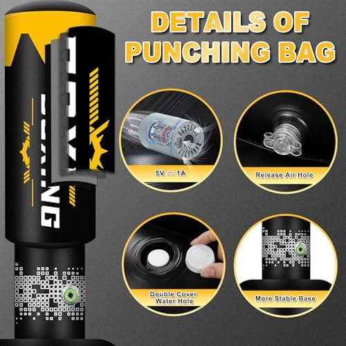 Upgrated Standing Punching Bag for Adults with Automatic Built in Air Pump, 69'' Heavy Bag Boxing Equipment with 12OZ Gloves Kicking Bag for Training MMA Muay Thai Fitness Kickboxing Home Gym - Thumbnail 5