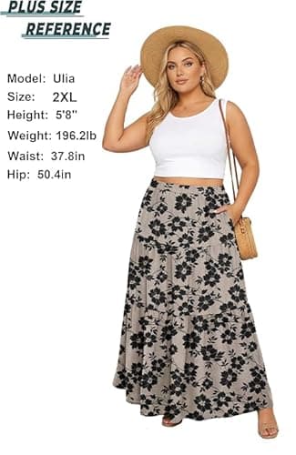 Lepunuo Long Skirts Cute Casual Summer Flowy Trendy Floral Maxi Skirt with Pockets - Thumbnail 5
