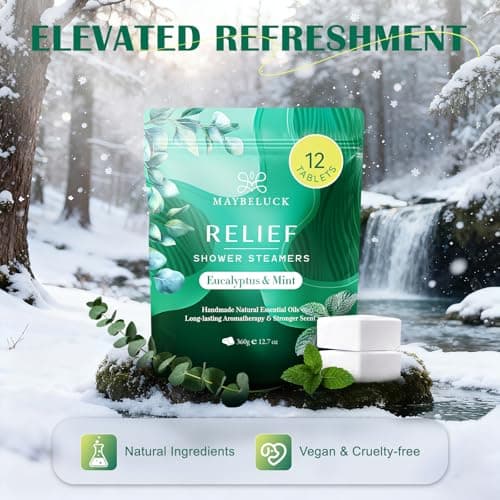 Maybeluck Eucalyptus Mint Shower Steamers 12 Pack - Eucalyptus for Shower, Self Care Easter Basket Stuffers, Made with Natural Ingredients & Essential Oil, Aromatherapy Birthday Gifts for Women & Men - Thumbnail 5