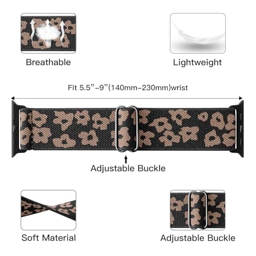 MITEV 6 Pack Stretchy Solo Loop Compatible with Apple Watch Band 38mm 40mm 41mm 42mm 44mm 46mm 45mm 49mm Women Men,Soft Nylon Elastic Braided Strap Wristband for iWatch Series Ultra 11 10 9 8 7 6 5 4 3 2 1 SE - Thumbnail 4