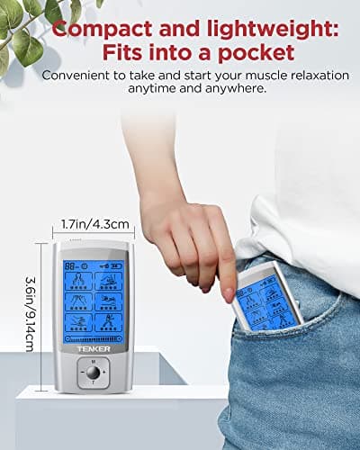TENKER TENS Unit Muscle Stimulator, 24 Modes EMS Machine for Pain Relief Therapy/Pain Management, Rechargeable Electronic Pulse Massager with 2"x2" and 2"x4" Electrode Pads (Silver) - Thumbnail 4