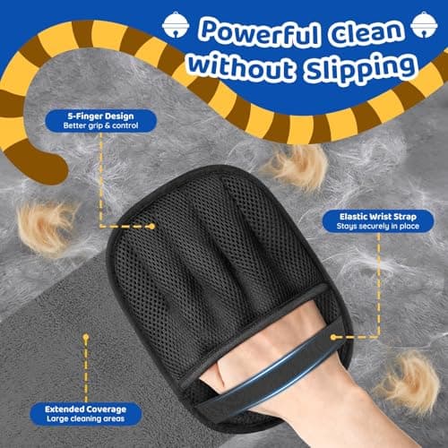 SmartTrends-2 Packs Pet Hair Removal Glove for Dogs & Cats, Five-Finger Ergonomic Grip Reusable & Washable Pet Hair Removal Tool, Lightweight Portable Dog Hair Remover for Couch, Carpet, Bed, Cloth - Thumbnail 3