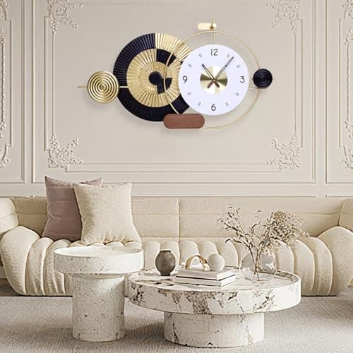 Tiuposr 36x21 Inch Decorative Wall Clock Battery Operated Silent Non-Ticking, Modern Abstract Analog Clocks for Home & Office Decor, Living Room, Bedroom, Kitchen - Thumbnail 5