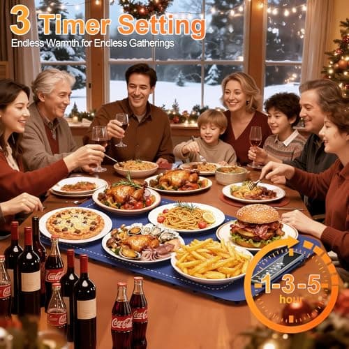 Warming mat for Food, Food Warming Mat - New Upgraded Fast Heating Silicone Electric Warming Tray, Larger Touch Screen, Higher Feet, Roll Up Warming Mat for Food, Portable Food Warmer, Blue - Thumbnail 5