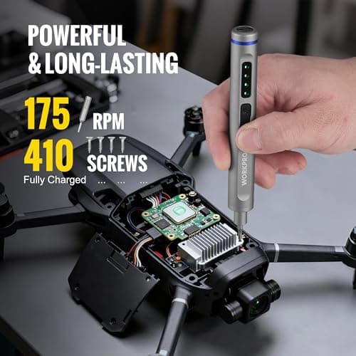 WORKPRO Mini Electric Screwdriver with Magnetizer, 36 S2 Steel Bits & 2 Pry Bars, 3.7V Rechargeable Precision Screwdriver Set for Phone Camera Laptop - Thumbnail 2